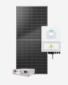Kit Energia Solar 5,27kWp 585W 5kW-HYB-G04EA 220V Fibrocimento Metal (c/ 1 Bateria de Lítio) (c/ String Box)