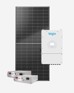 Kit Energia Solar 5,27kWp 585W 5KW-HYB-US 220V Metálico Elgin (c/ 2 Baterias de Lítio) (c/ String Box)