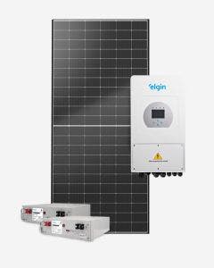 Kit Energia Solar 8,19kWp 585W 8kW-HYB-G05EA 220V Fibrocimento Metal (c/ 2 Baterias de Lítio) (c/ String Box)